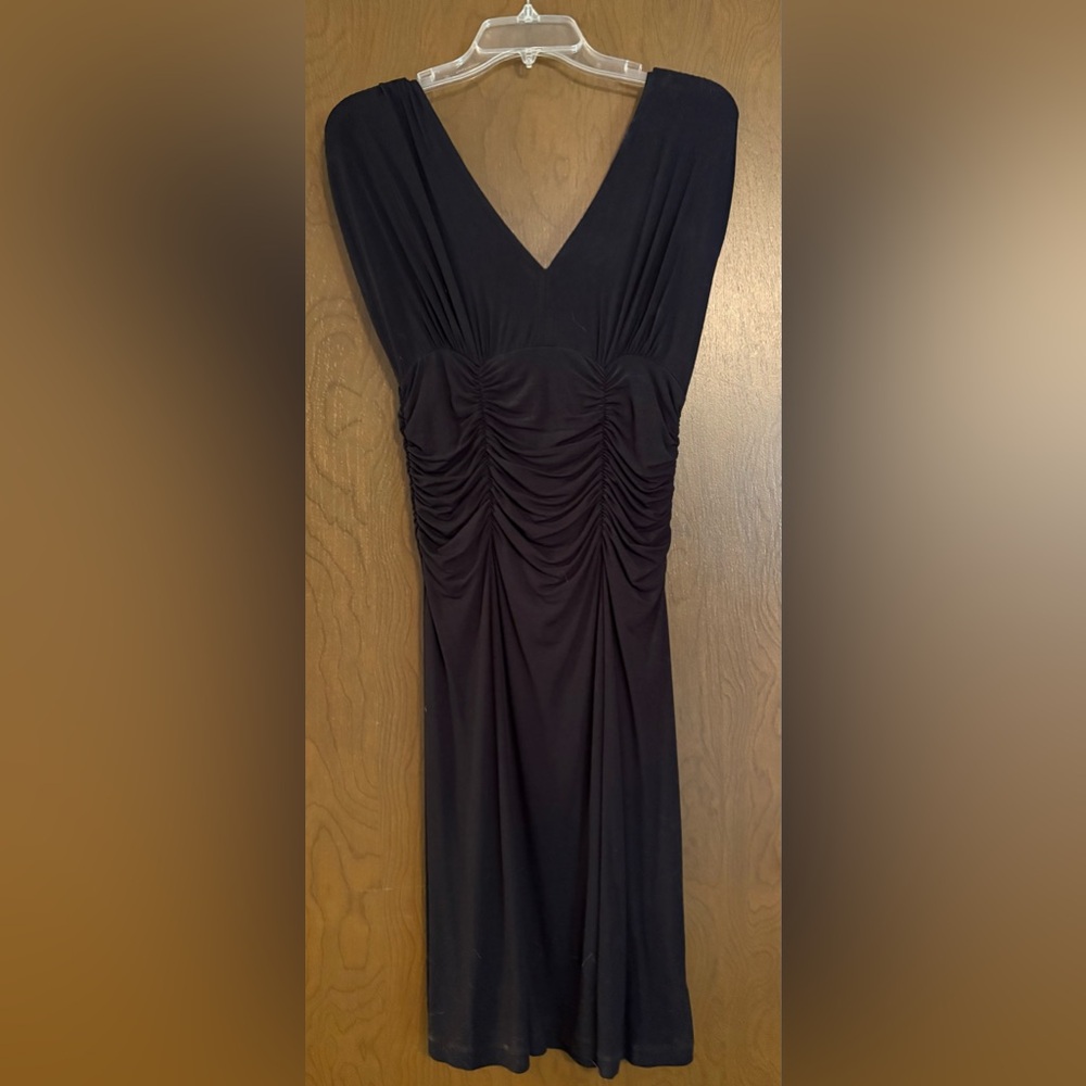 CAbi Black Strapless Ruched Dress